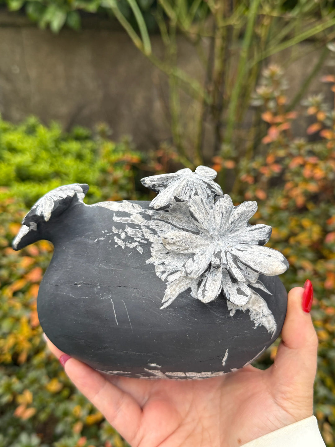 Freestanding Chrysanthemum Stone Carving