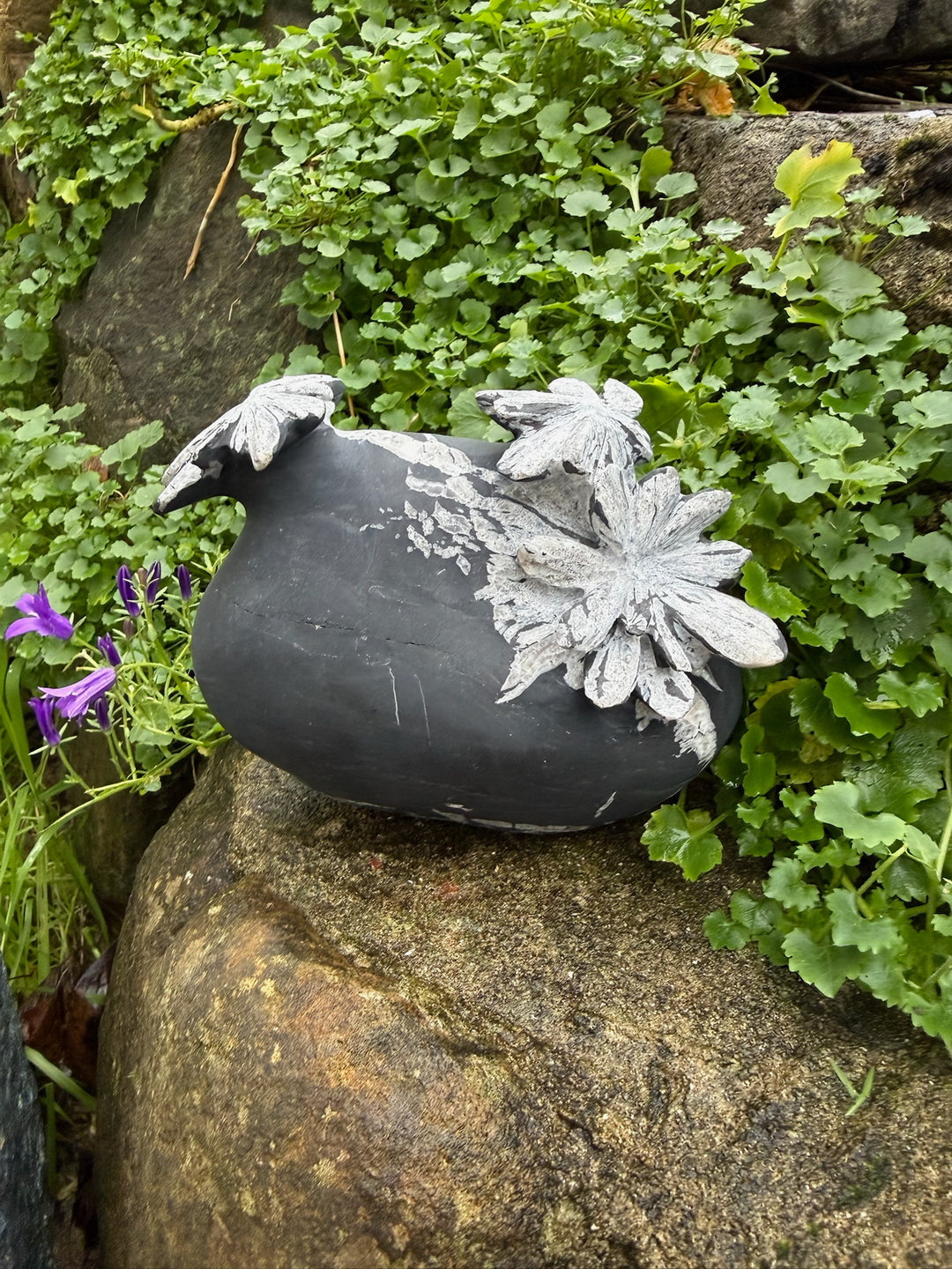 Freestanding Chrysanthemum Stone Carving