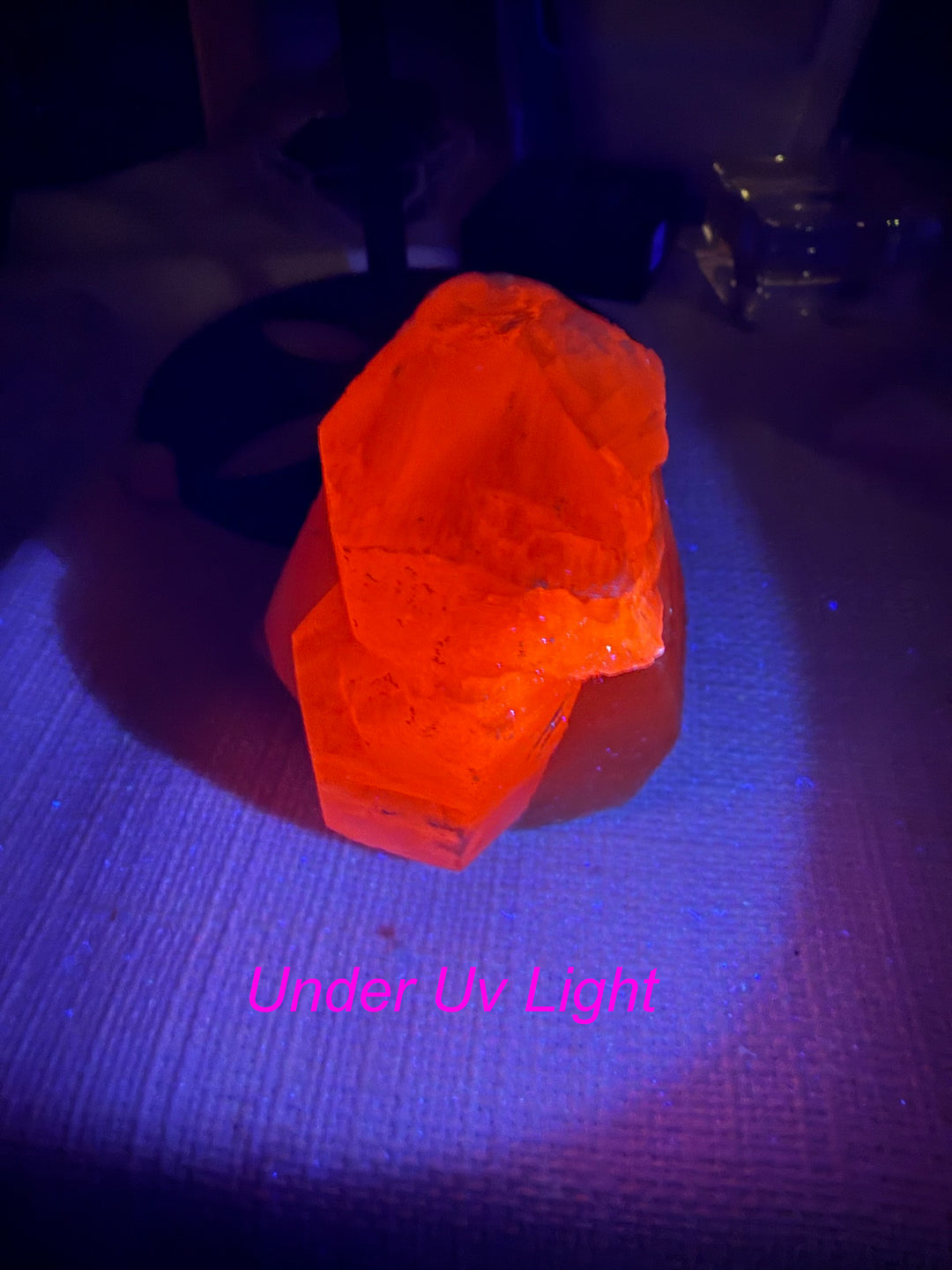 UV Reactive Pink Calcite on White Calcite Specimen from Fujian China