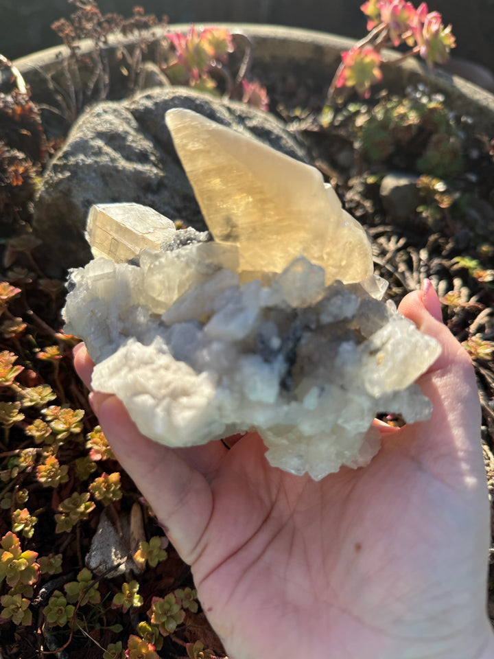 Large Uv Reactive Honey Calcite on Calcite Specimen