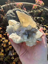 Load image into Gallery viewer, Large Uv Reactive Honey Calcite on Calcite Specimen
