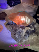 Load image into Gallery viewer, Large Uv Reactive Honey Calcite on Calcite Specimen
