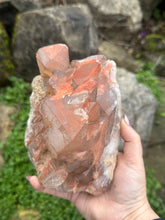 Load image into Gallery viewer, Hematite Elestial Quartz Specimen on a Wooden Stand
