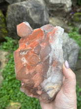 Load image into Gallery viewer, Hematite Elestial Quartz Specimen on a Wooden Stand
