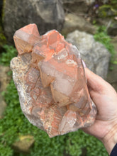 Load image into Gallery viewer, Hematite Elestial Quartz Specimen on a Wooden Stand
