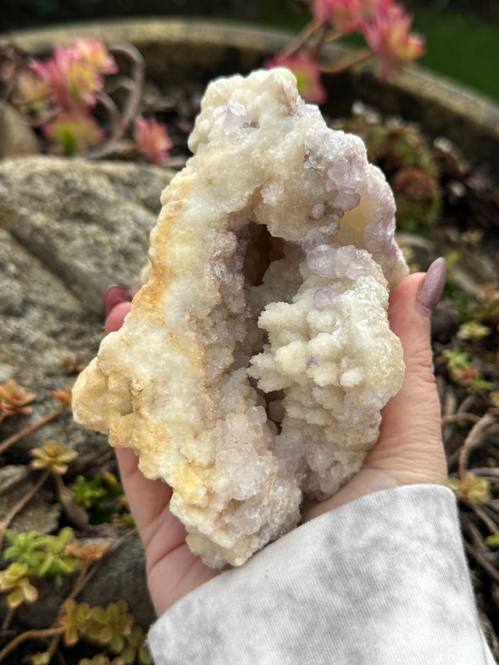 Purple Fluorite on Quartz and Calcite Geode