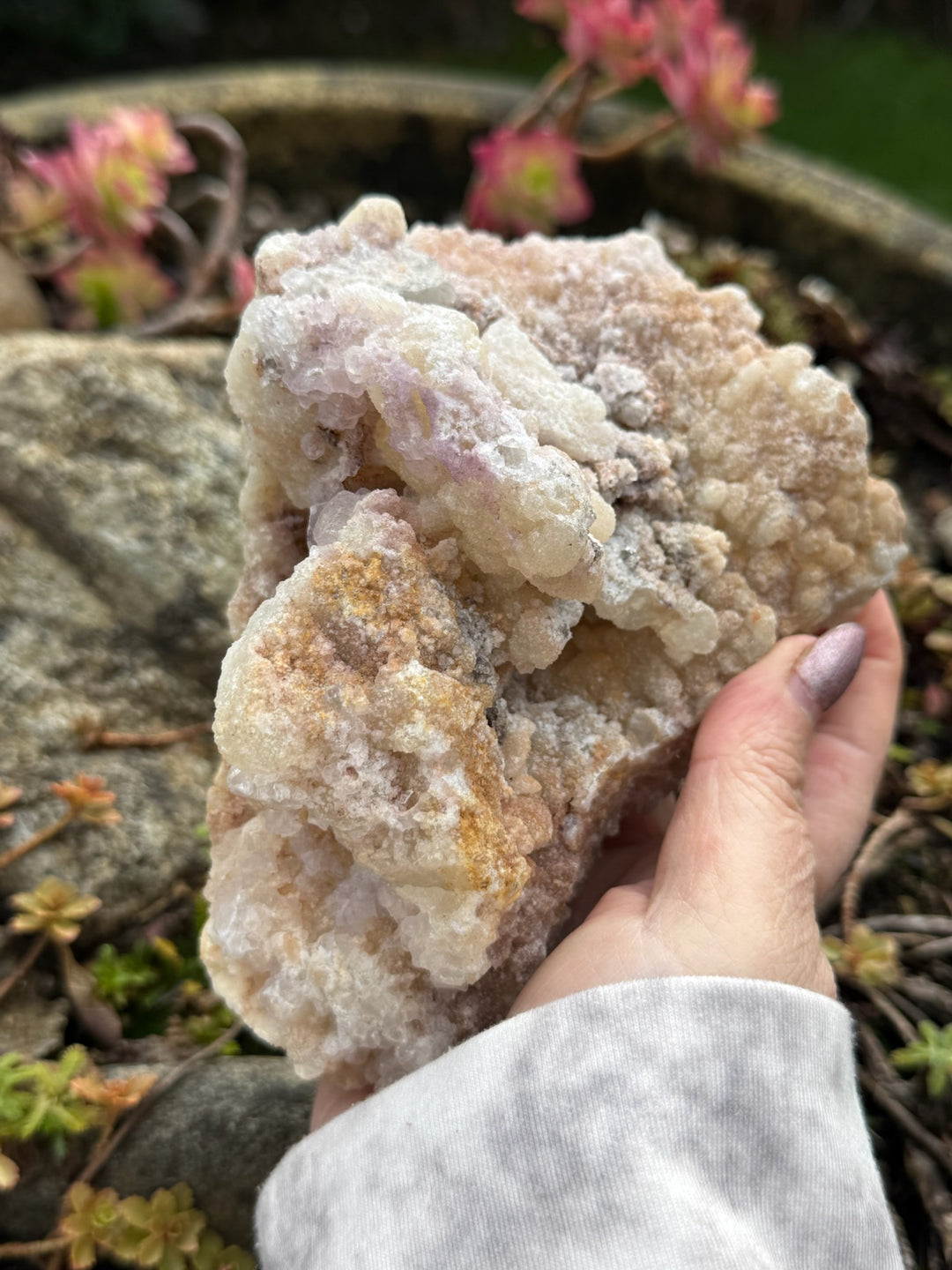 Purple Fluorite on Quartz and Calcite Geode