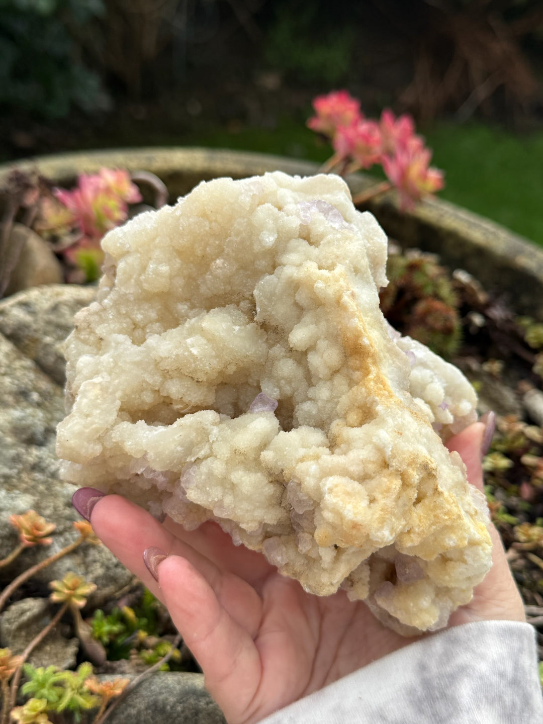 Purple Fluorite on Quartz and Calcite Geode