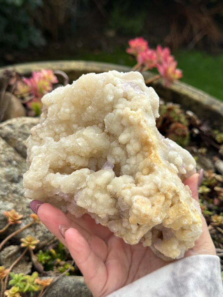 Purple Fluorite on Quartz and Calcite Geode