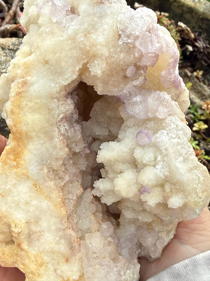 Purple Fluorite on Quartz and Calcite Geode