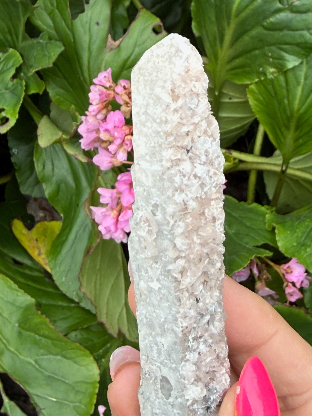 UV Reactive Calcite on Candle Quartz Point Specimen