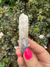 Load image into Gallery viewer, Candle Quartz Point with Calcite and Specular Hematite
