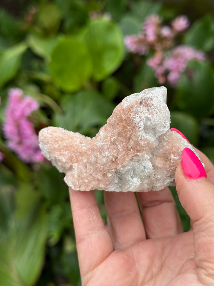 Uv reactive Pink Calcite on Quartz From Inner Mongolia