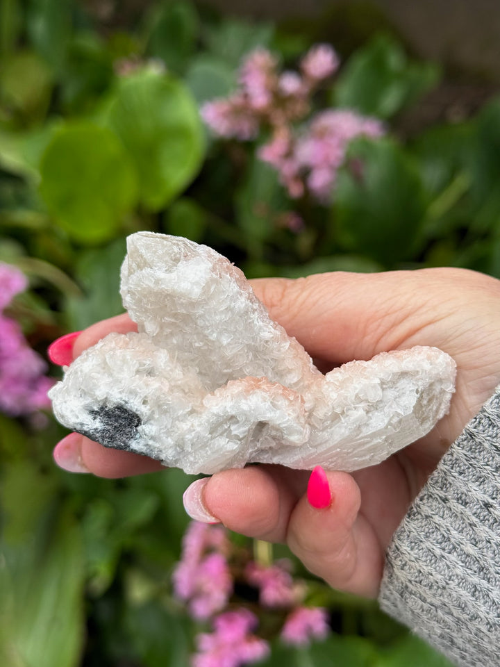 Uv reactive Pink Calcite on Quartz From Inner Mongolia