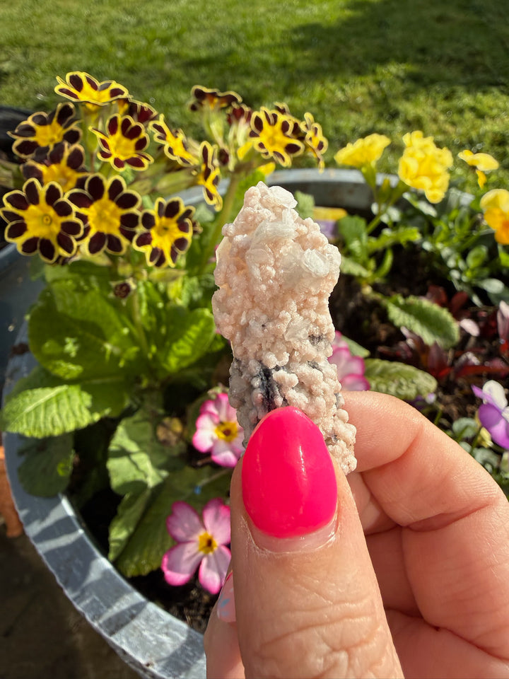Sparkly Quartz Specimen with Calcite and Specular Hematite from Inner Mongolia