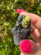 Load image into Gallery viewer, Ettringite Manganite and Calcite Specimen from N’Chwaning.
