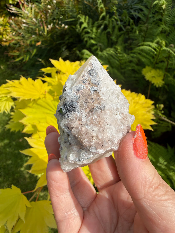 Candle Quartz with Pink Calcite Specimen, Inner Mongolia