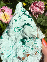 Load image into Gallery viewer, Collectors Grade Rare Dioptase on Shattuckite and Calcite Specimen from Congo
