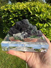 Load image into Gallery viewer, Rare Bicolour Fluorite Specimen from Zhejiang on Custom Light Box
