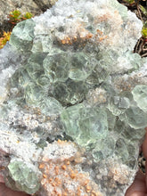 Load image into Gallery viewer, Clear green Fluorite on Quartz Specimen
