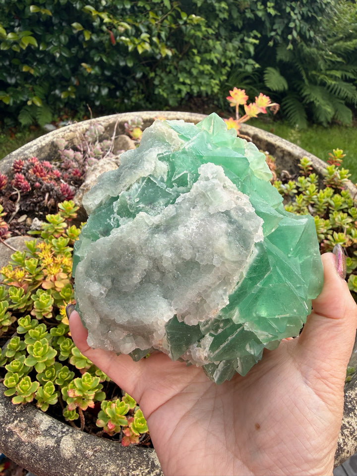 Green Fluorite with Quartz Specimen from Zhejiang