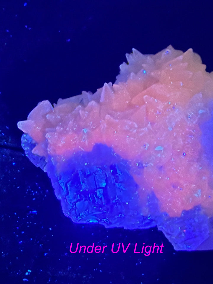 UV Reactive Stepped Green Fluorite and Calcite from Fujian