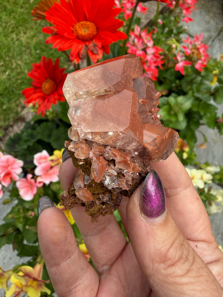 Rare Red Diamond Calcite Specimen with Rainbows from Hubei