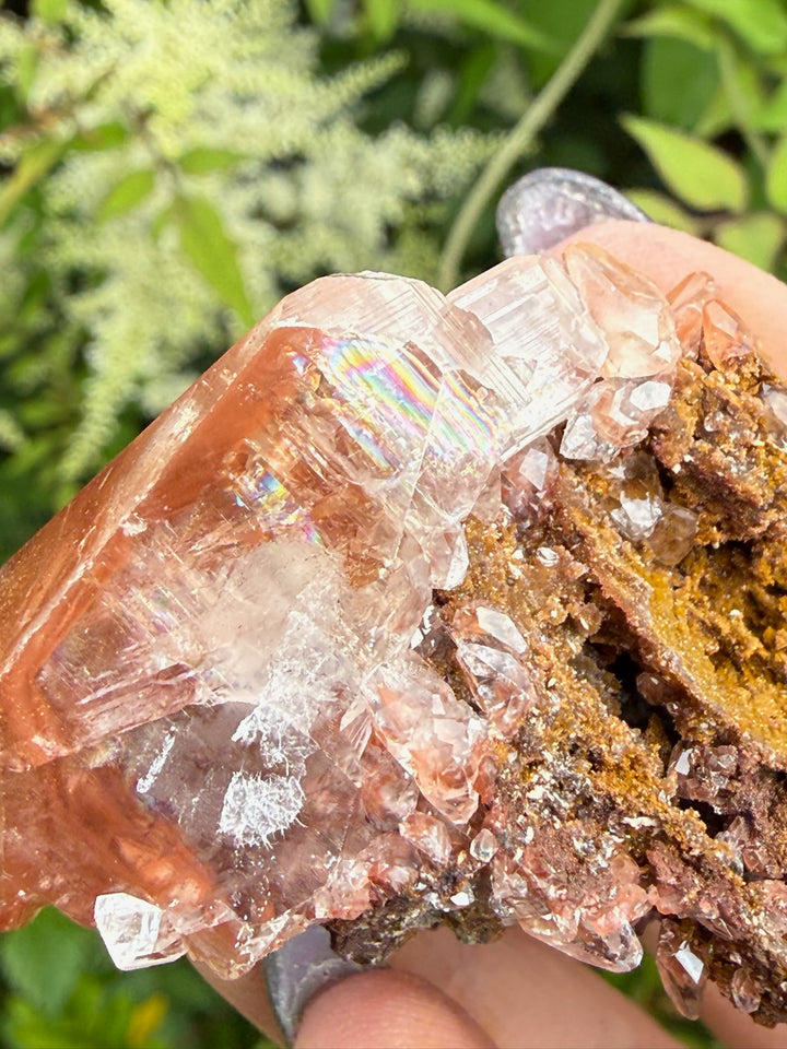 Rare Red Diamond Calcite Specimen with Rainbows from Hubei