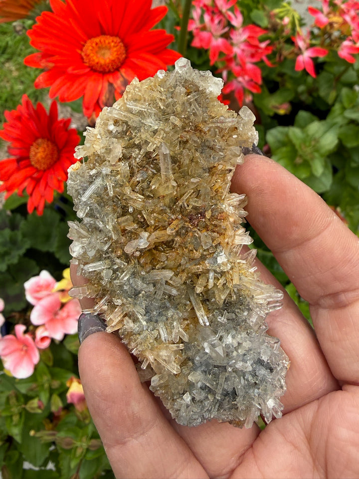 Needle Quartz with Limonite and Uv Reactive Calcite Specimen