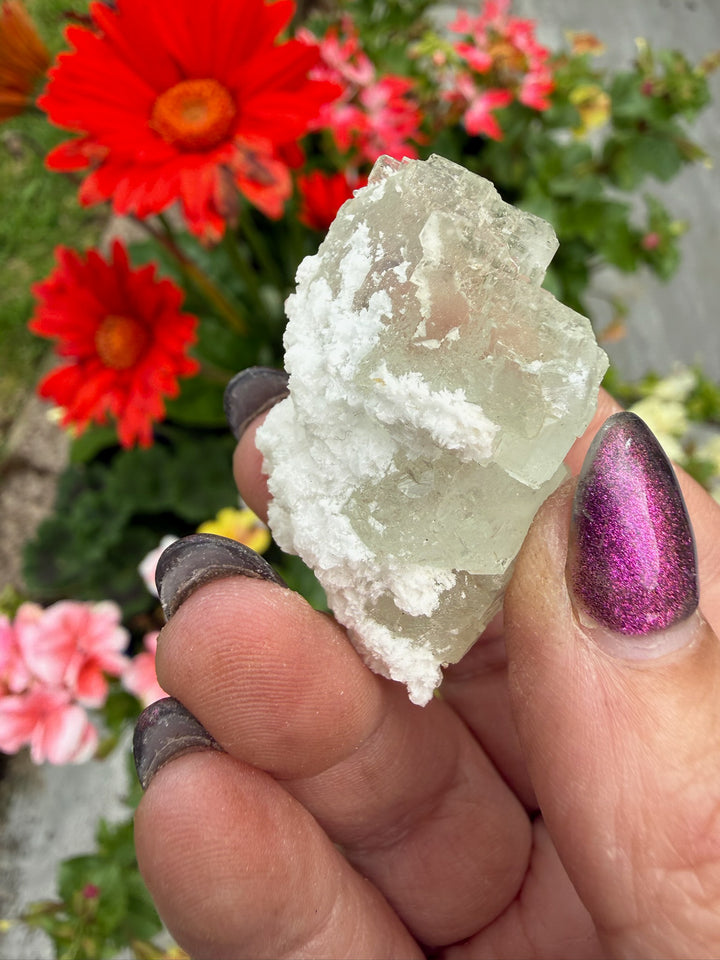 UV Reactive Stepped Mint Green Fluorite and Calcite from Fujian