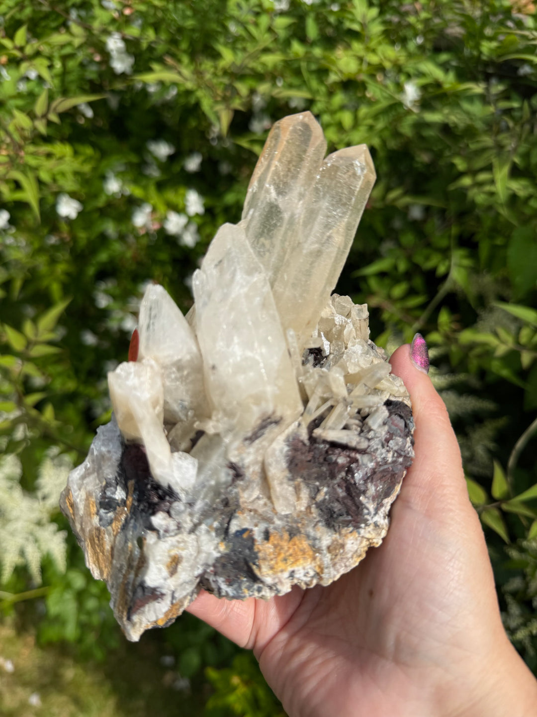 Large Quartz and Specular Hematite Specimen from Inner Mongolia