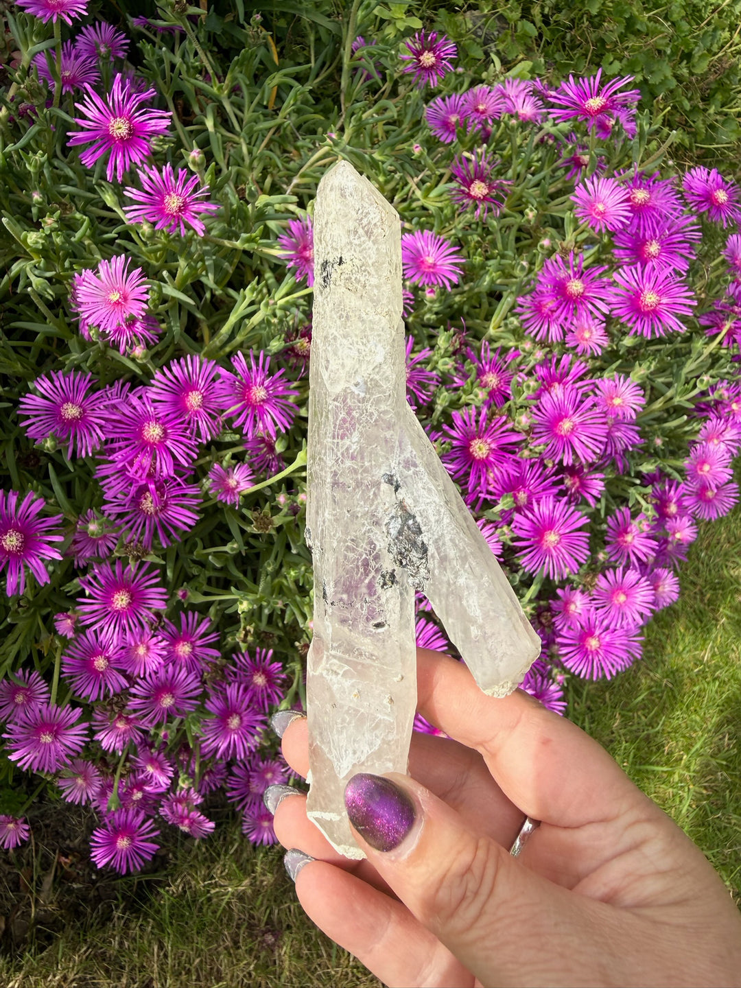 Natural Quartz and Specular Hematite Point Specimen