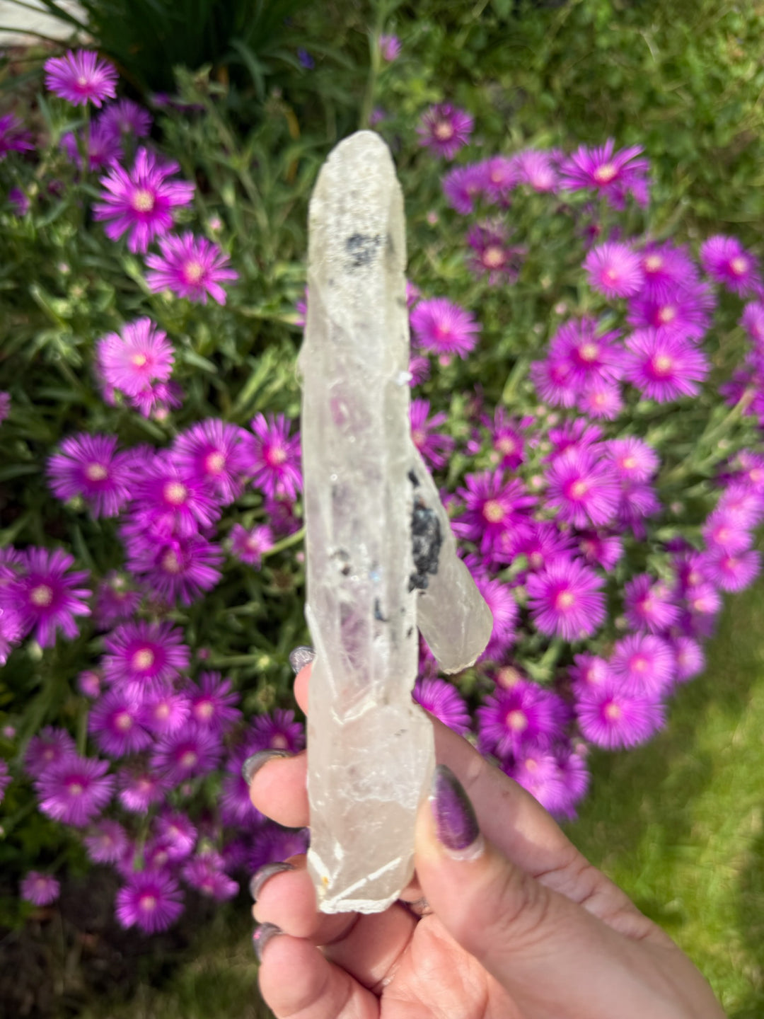 Natural Quartz and Specular Hematite Point Specimen