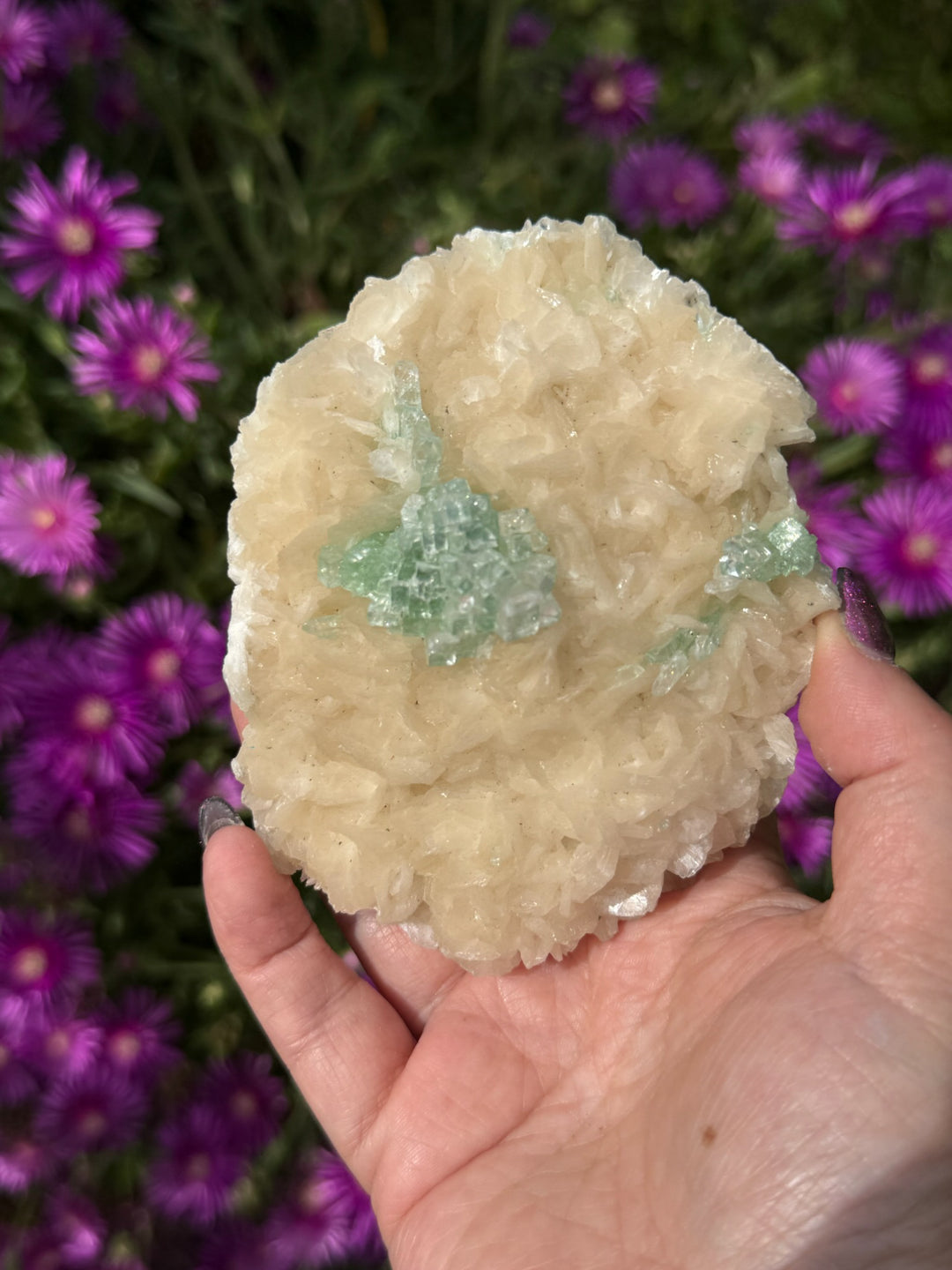 Rare Disco Ball Green Apophylite Specimen from India