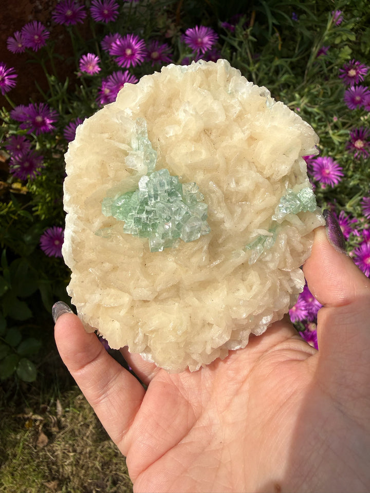 Rare Disco Ball Green Apophylite Specimen from India