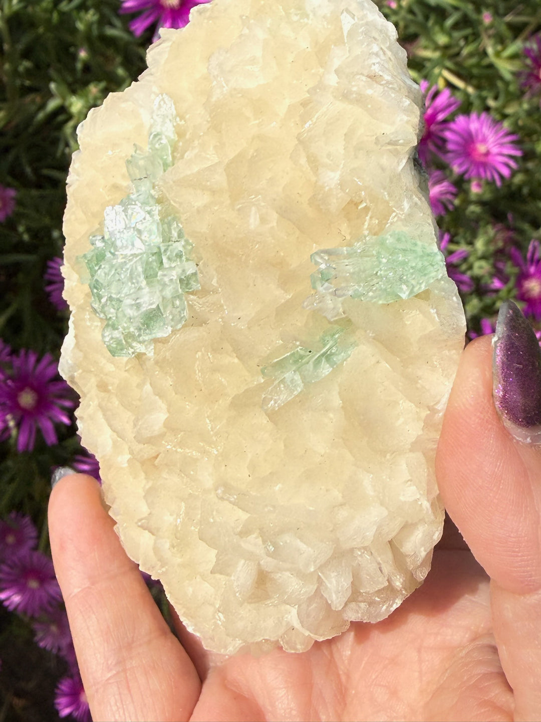 Rare Disco Ball Green Apophylite Specimen from India