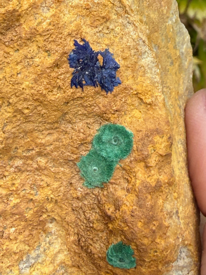 Unusual Malachite, Azurite and Calcite Specimen from China
