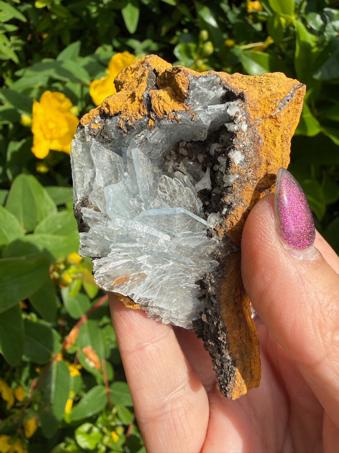 Rare Clear Blue Barite Specimen from Morocco