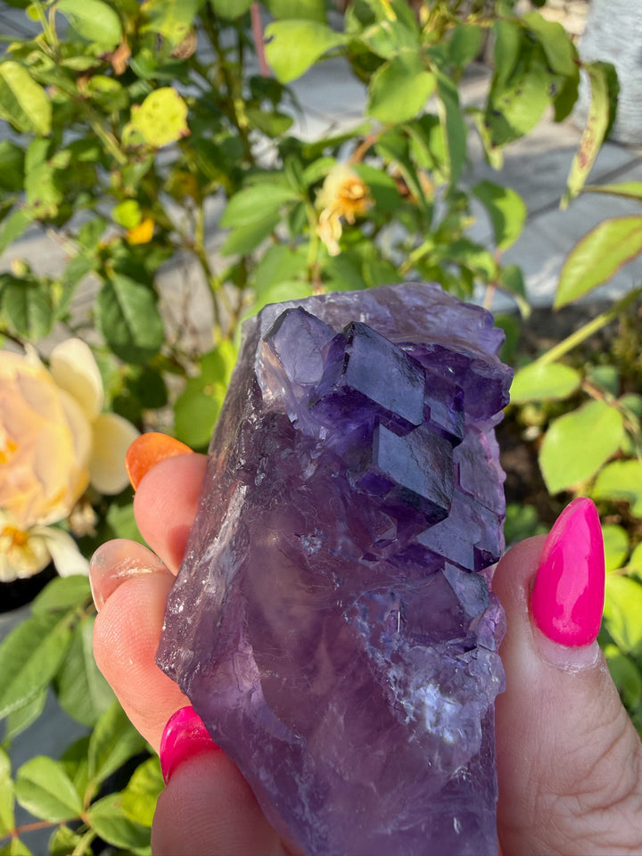 Uv Reactive Clear Stepped Purple Fluorite Specimen from XinJiang, China