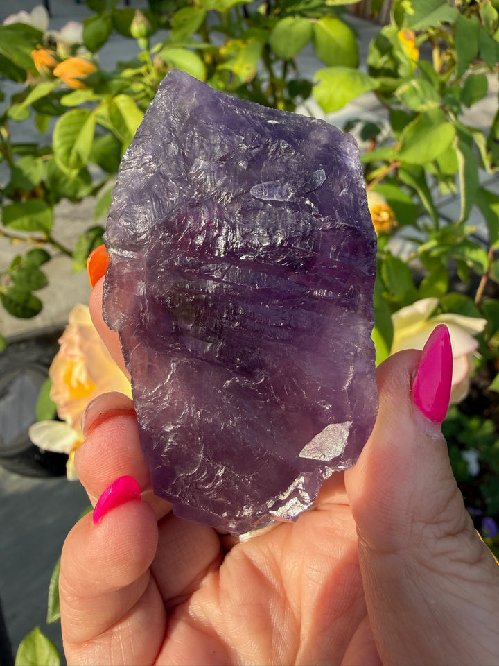 Uv Reactive Clear Stepped Purple Fluorite Specimen from XinJiang, China