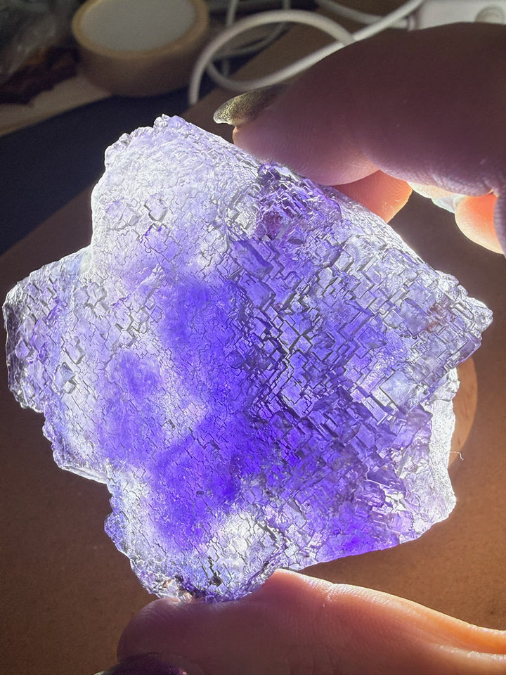 Uv reactive stepped Purple Fluorite from Xinjiang, China