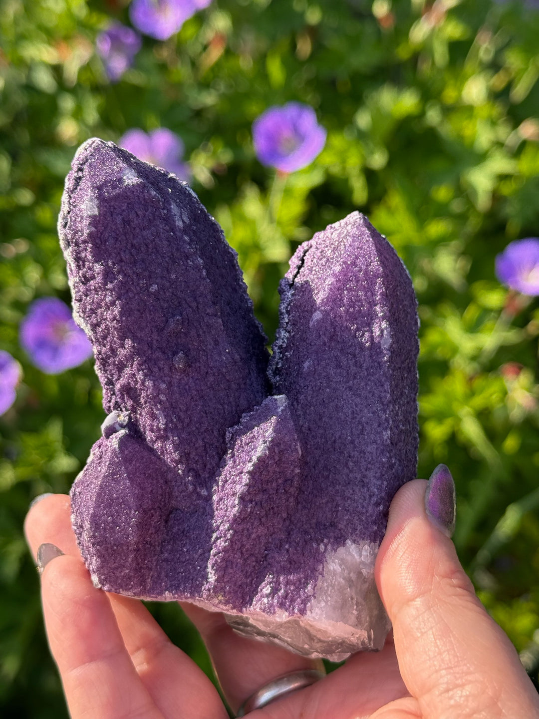 Large Purple Fluorite on Quartz Cluster from Inner Mongolia