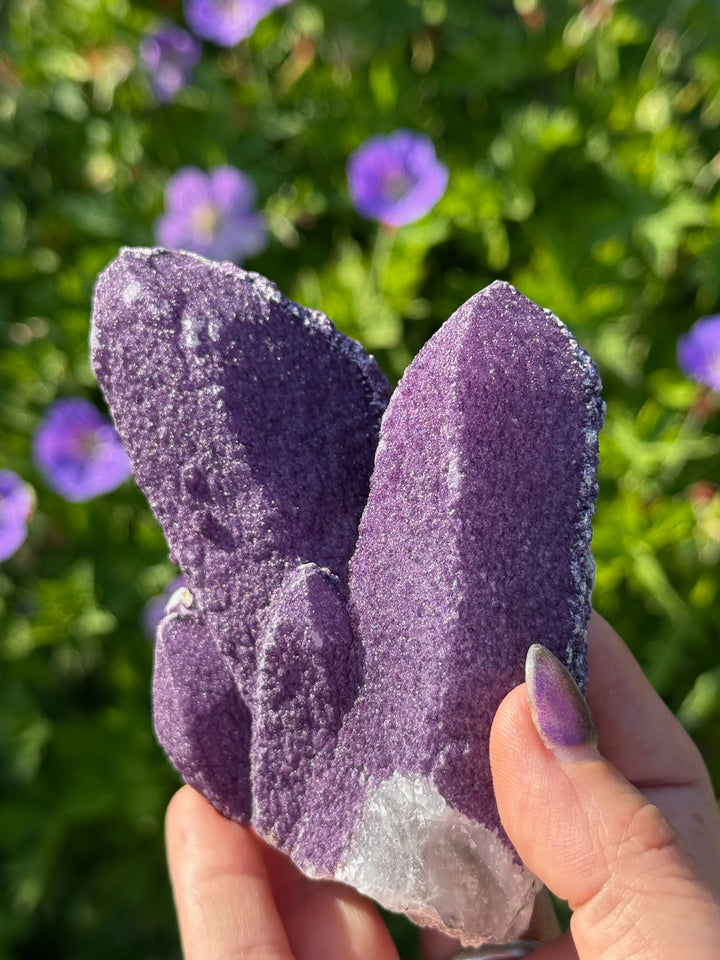 Large Purple Fluorite on Quartz Cluster from Inner Mongolia