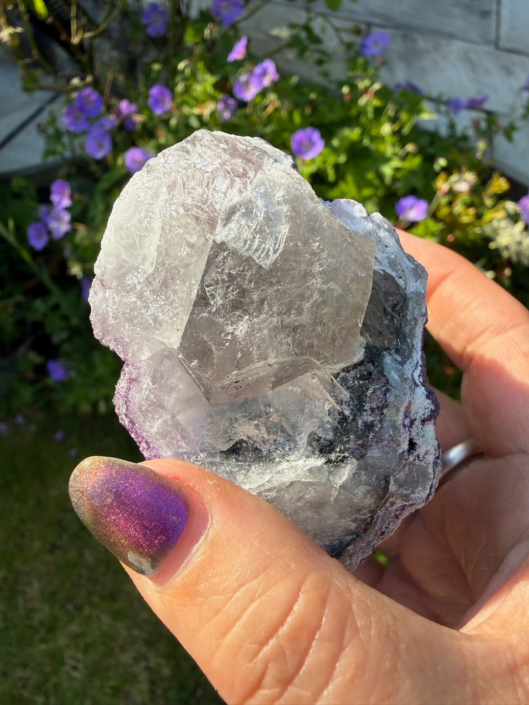 Large Purple Fluorite on Quartz Cluster from Inner Mongolia