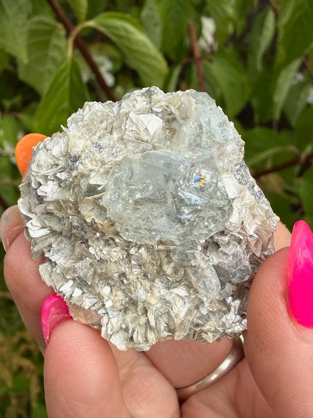 Clear Blue Goshenite Beryl and Mica Specimen from Xuebaoding