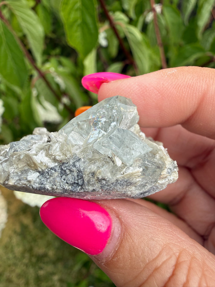 Clear Blue Goshenite Beryl and Mica Specimen from Xuebaoding