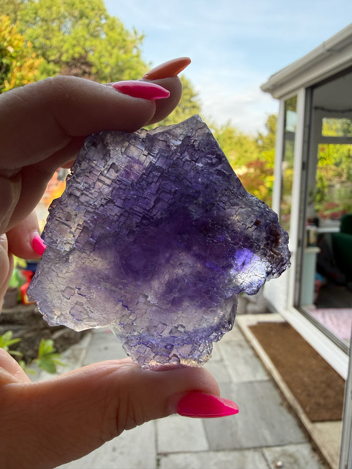 Uv reactive stepped Purple Fluorite from Xinjiang, China
