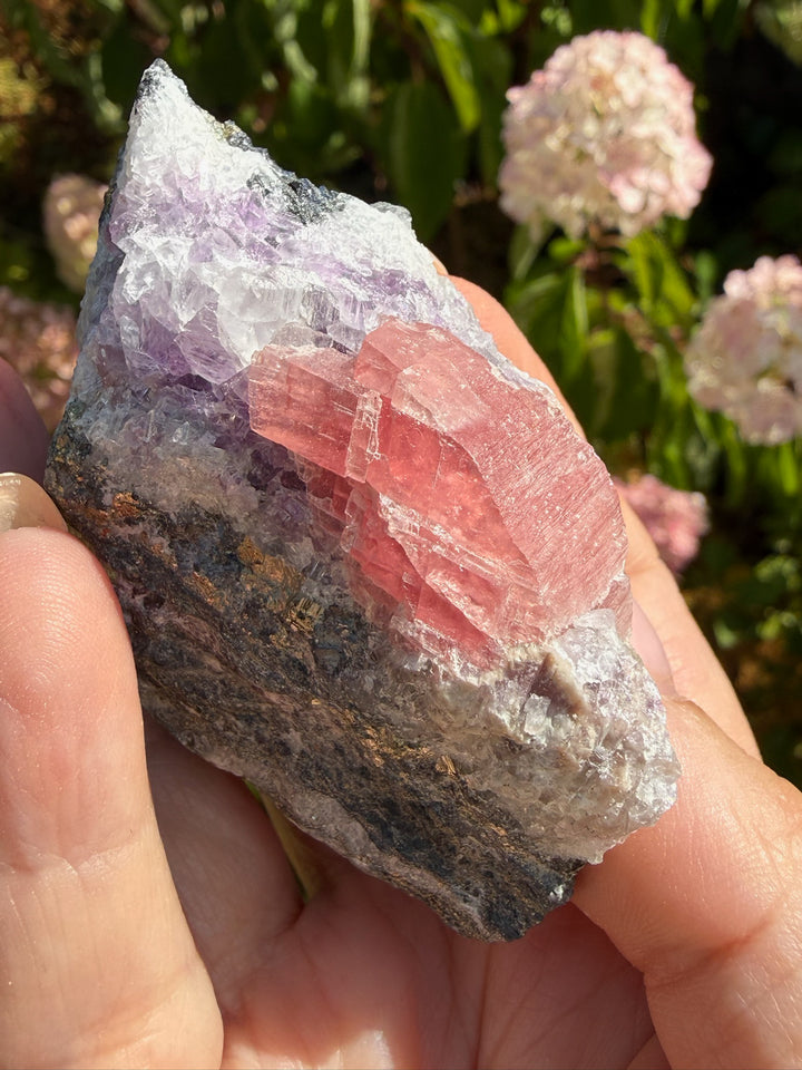 Gemmy Rhodochrosite, Fluorite and Pyrite Specimen from Guangxi