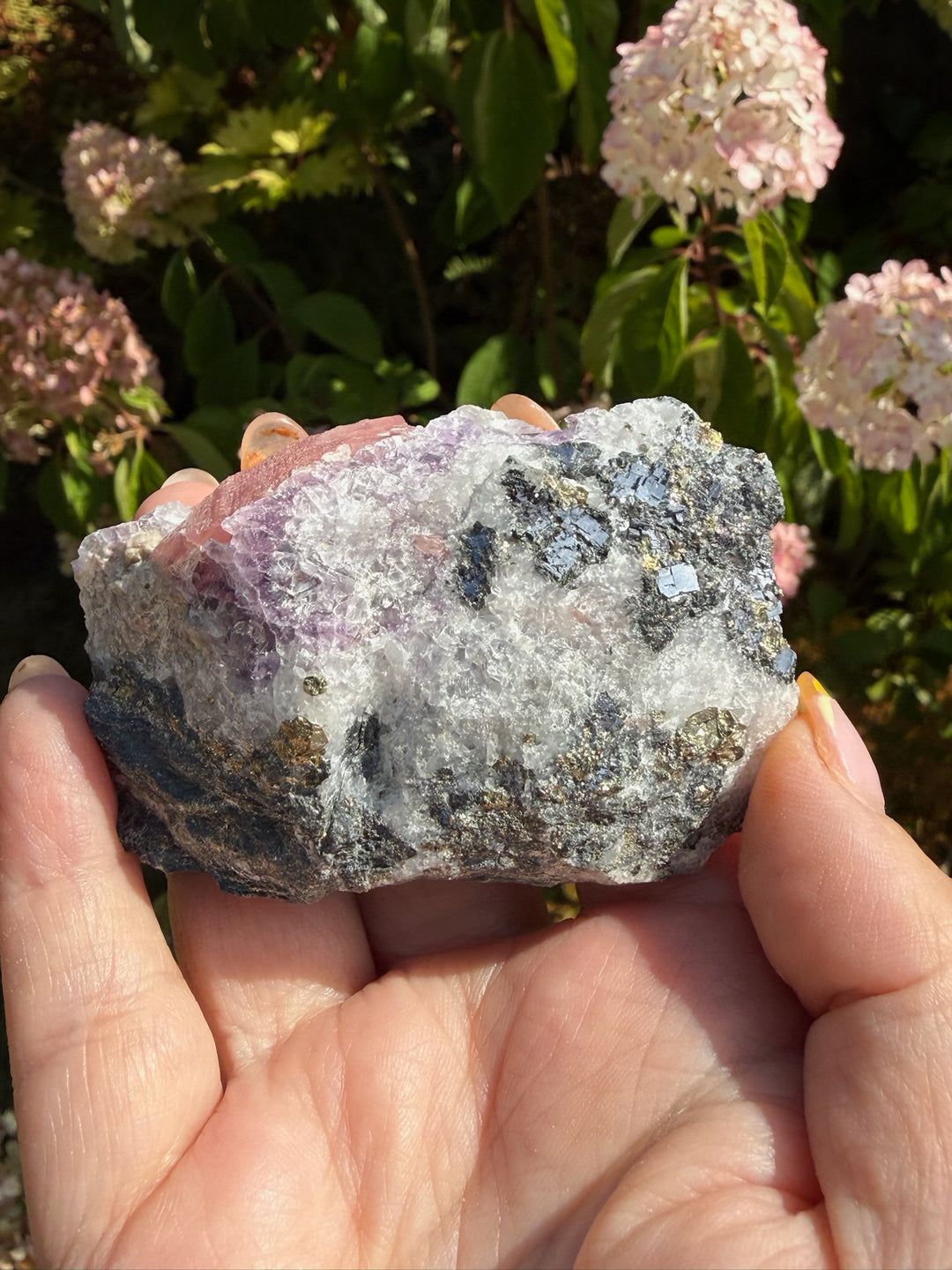 Gemmy Rhodochrosite, Fluorite and Pyrite Specimen from Guangxi