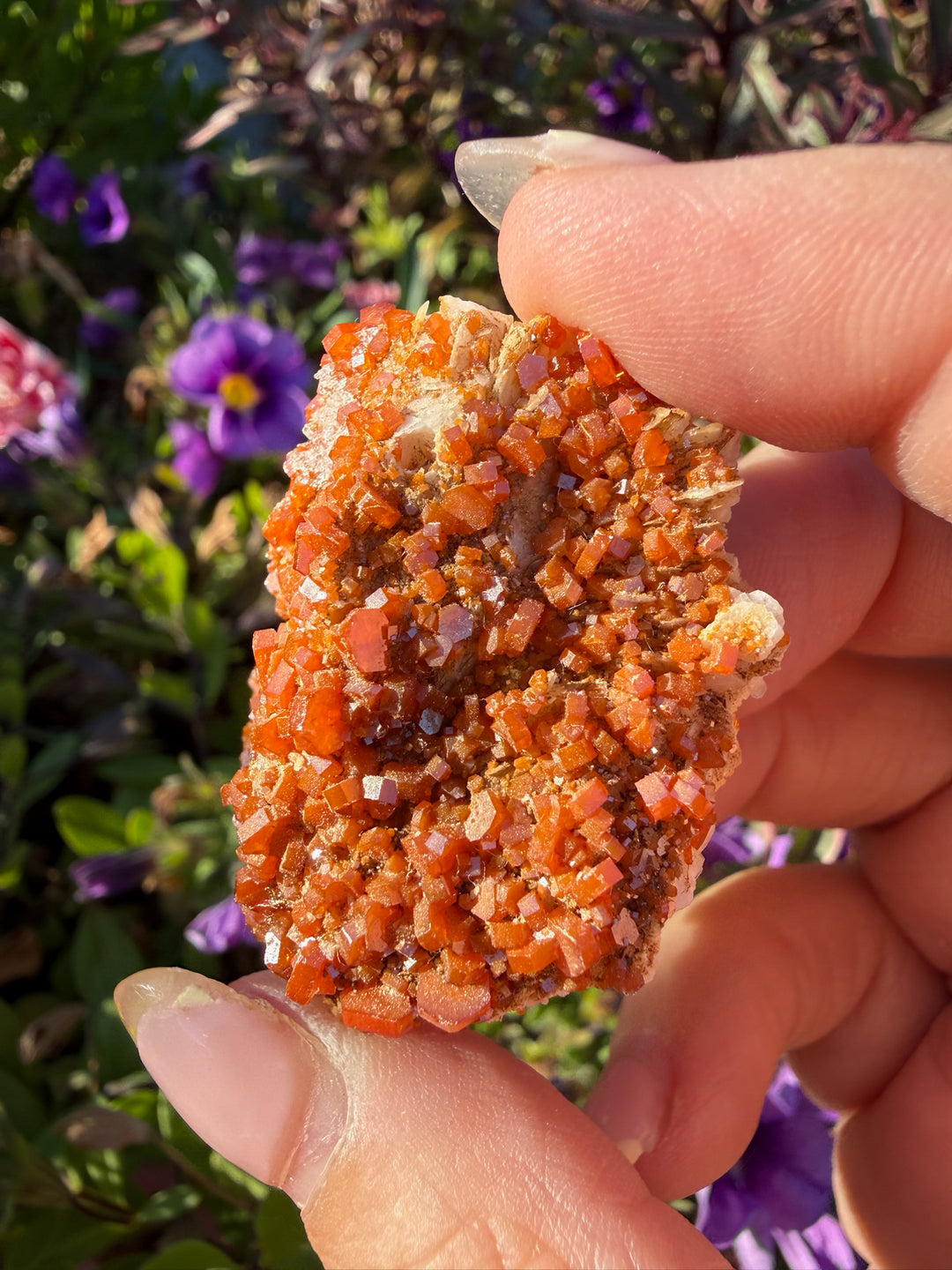 Vanadinite on Barite Specimen from Morocco
